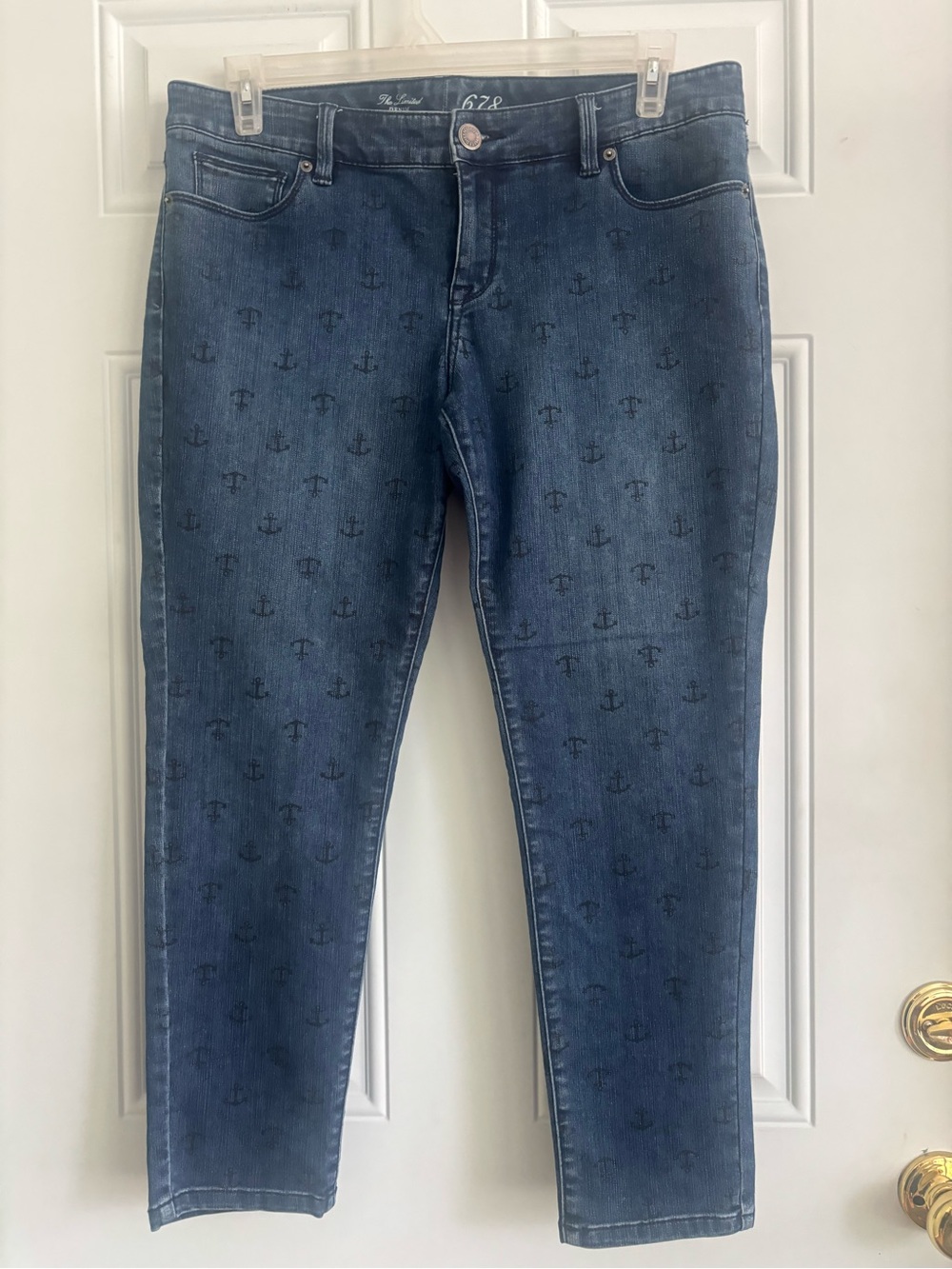 The Limited 678 Nautical Anchor Pattern Jeans, Size 12